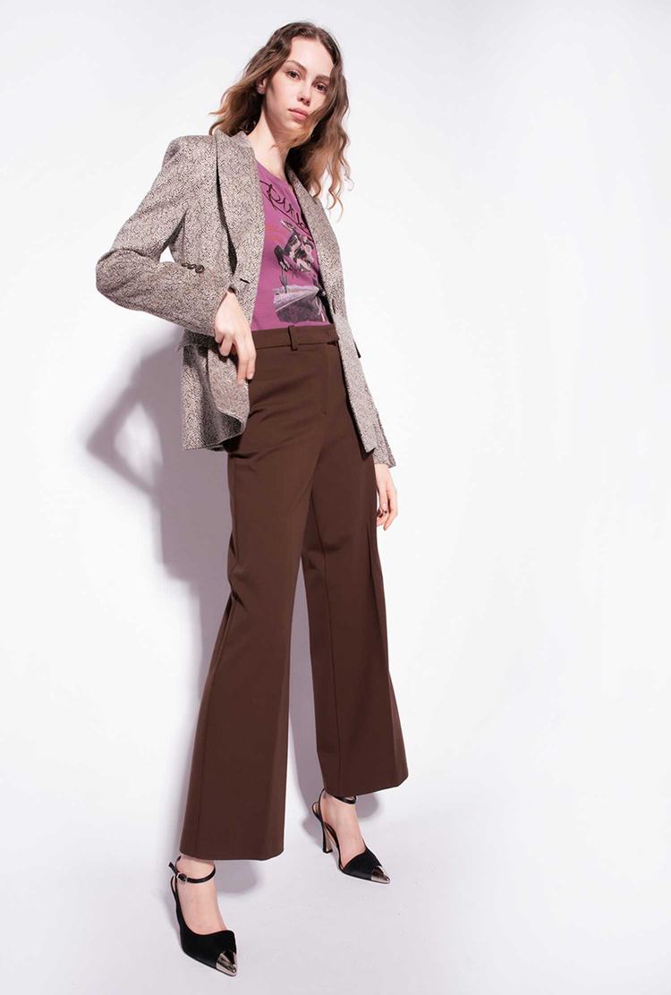 Dark Brown Women's Pinko Loose-fitting Stretch Pants | Ireland-01436289