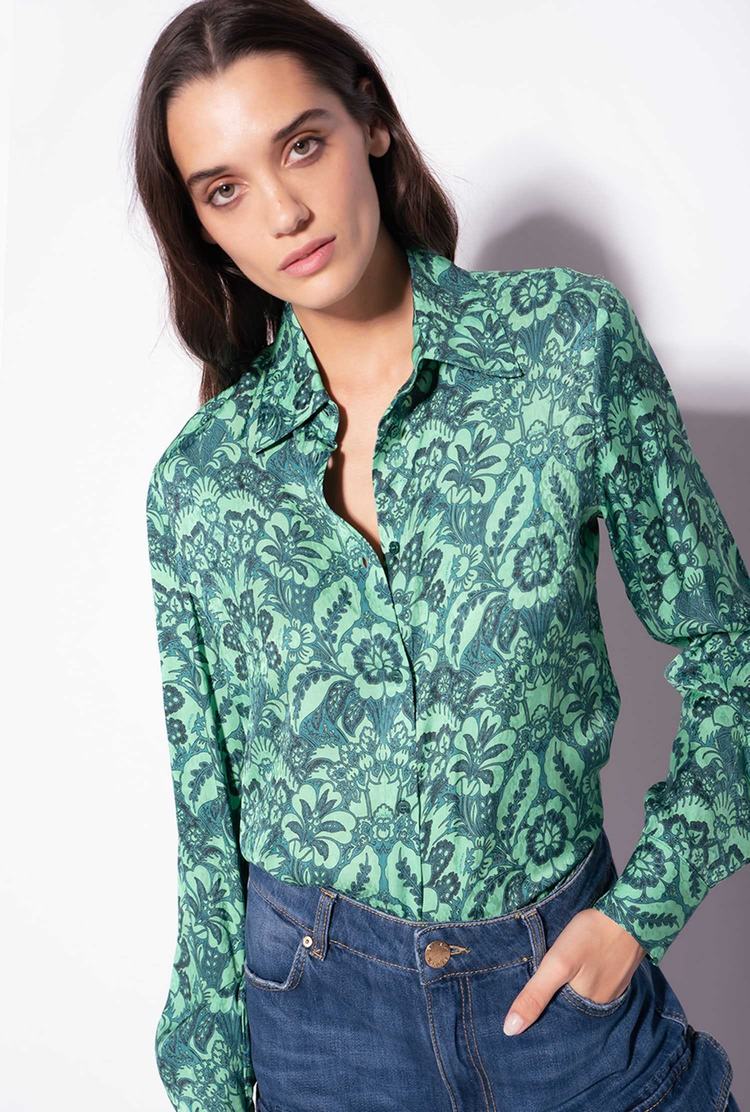 Dark Green/Light Green Women's Pinko Floral Jacquard Shirts | Ireland-70961329