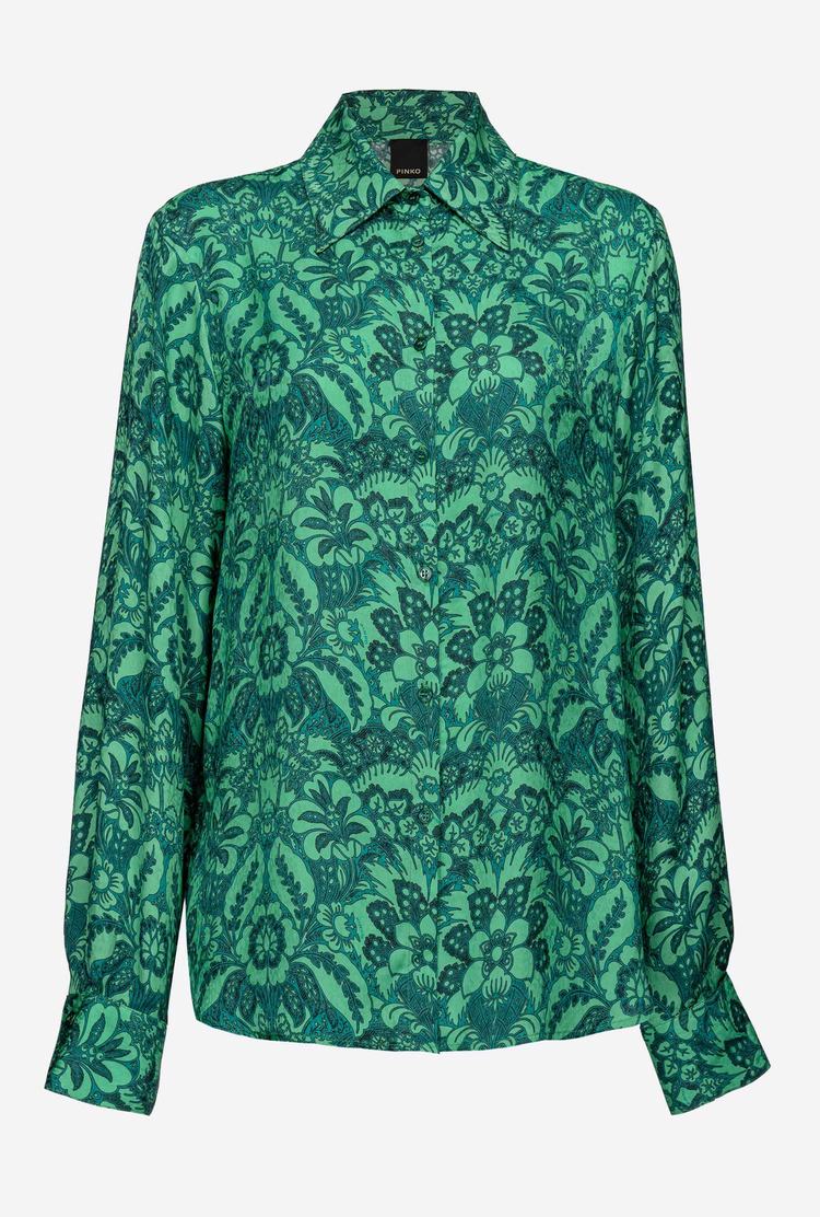 Dark Green/Light Green Women's Pinko Floral Jacquard Shirts | Ireland-70961329