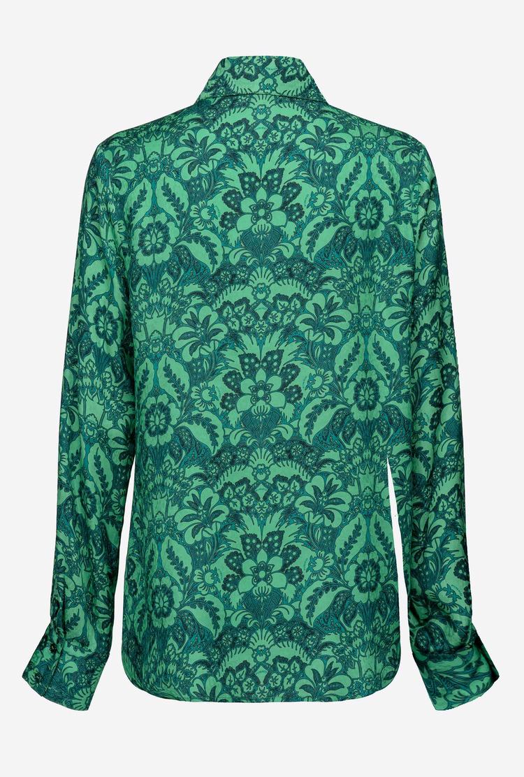 Dark Green/Light Green Women's Pinko Floral Jacquard Shirts | Ireland-70961329