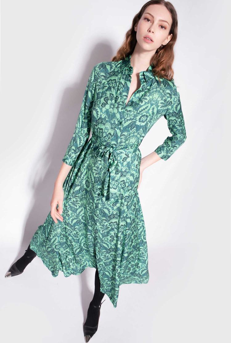 Dark Green/Light Green Women's Pinko Long Floral Dress | Ireland-83674299