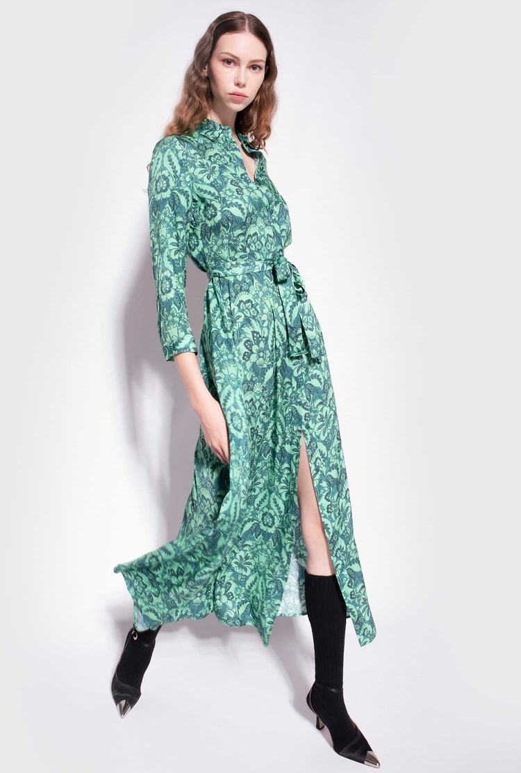 Dark Green/Light Green Women's Pinko Long Floral Dress | Ireland-83674299