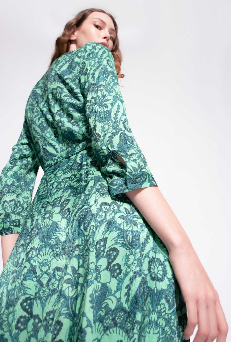 Dark Green/Light Green Women's Pinko Long Floral Dress | Ireland-83674299