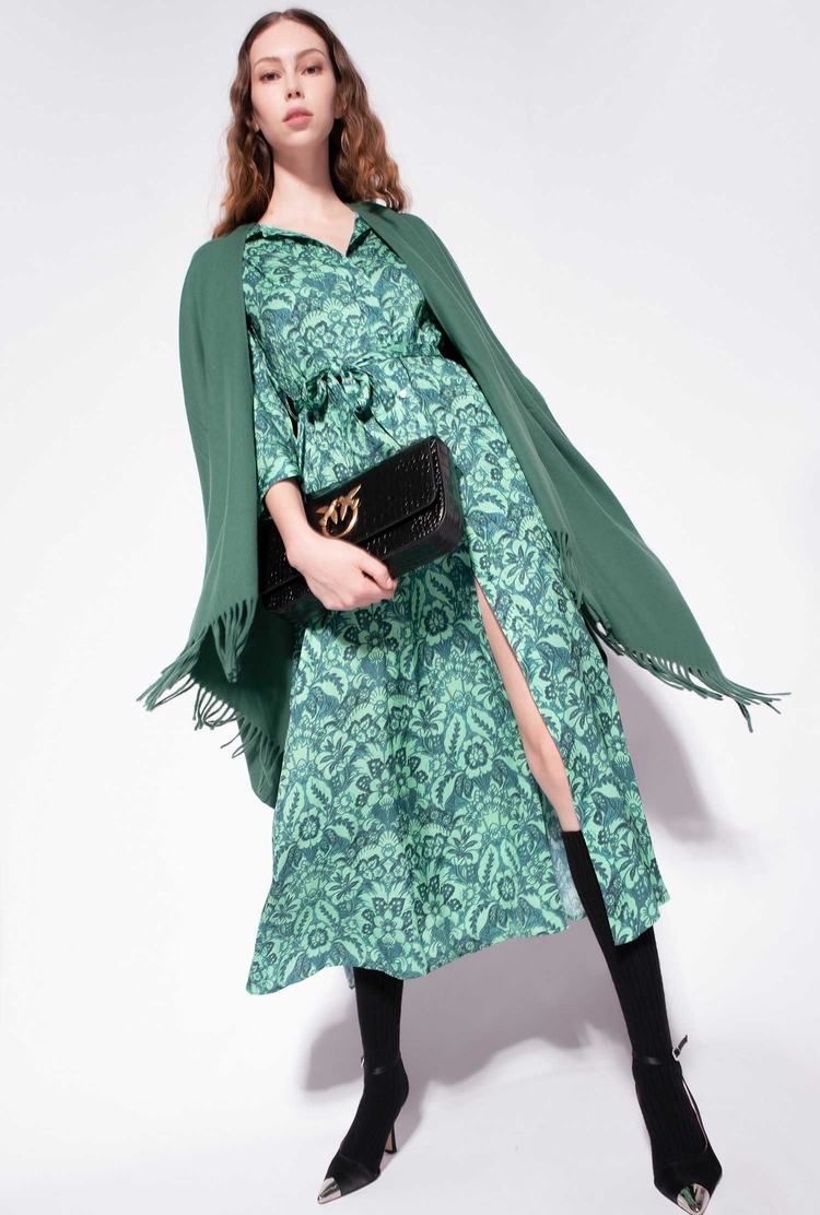 Dark Green/Light Green Women's Pinko Long Floral Dress | Ireland-83674299