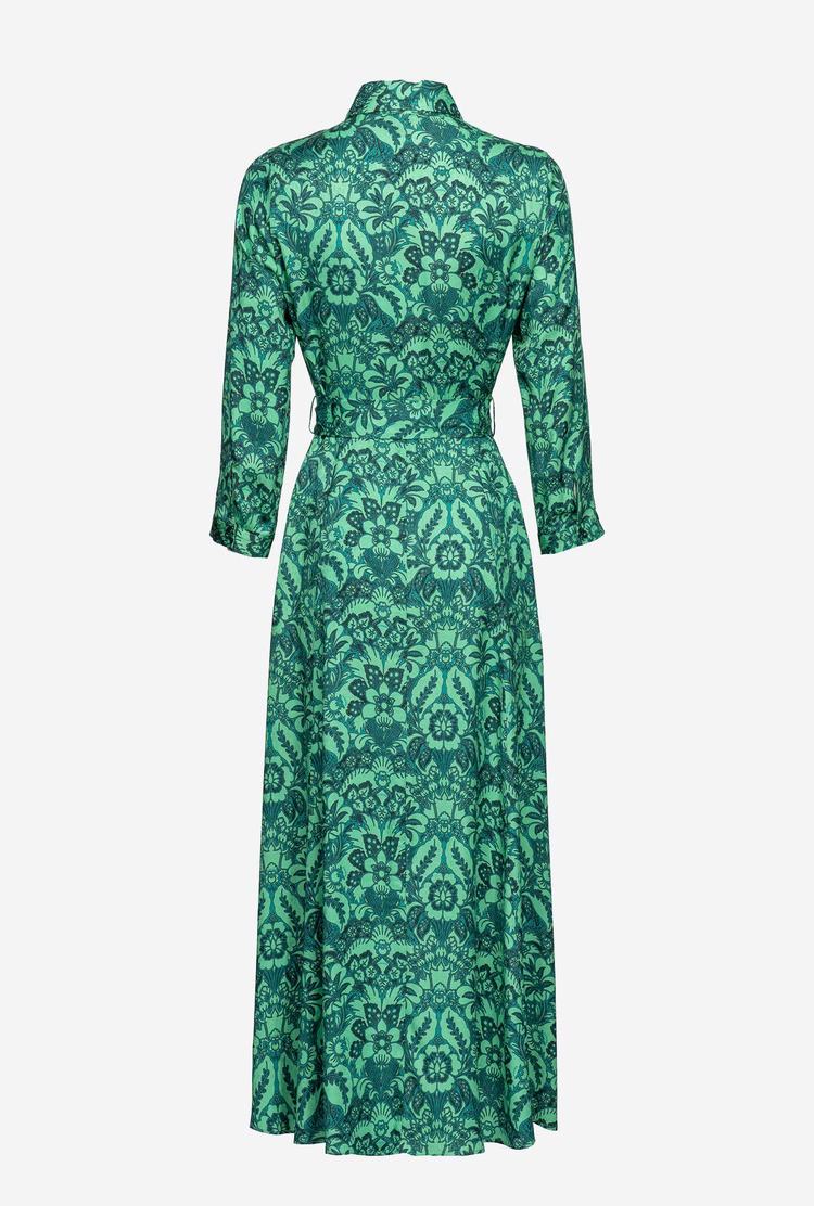 Dark Green/Light Green Women's Pinko Long Floral Dress | Ireland-83674299