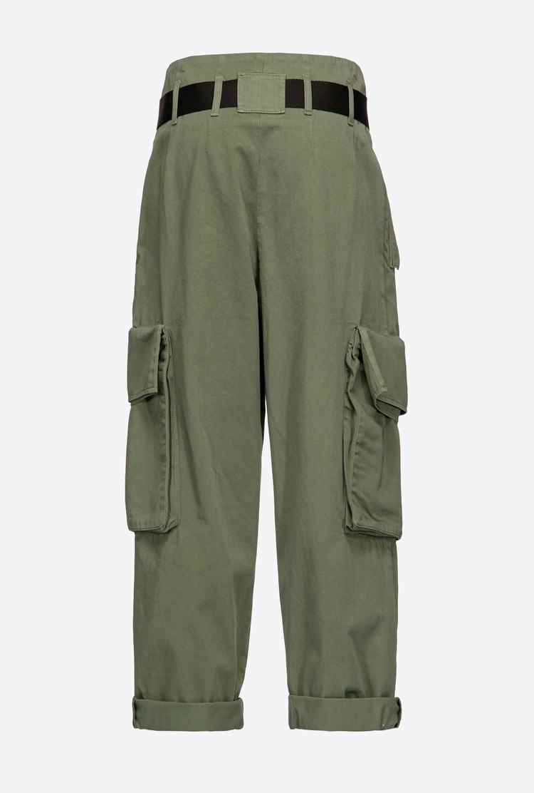 Dark Green Women's Pinko Oversized Cargo Pants | Ireland-17935069