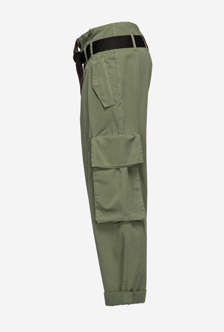 Dark Green Women's Pinko Oversized Cargo Pants | Ireland-17935069