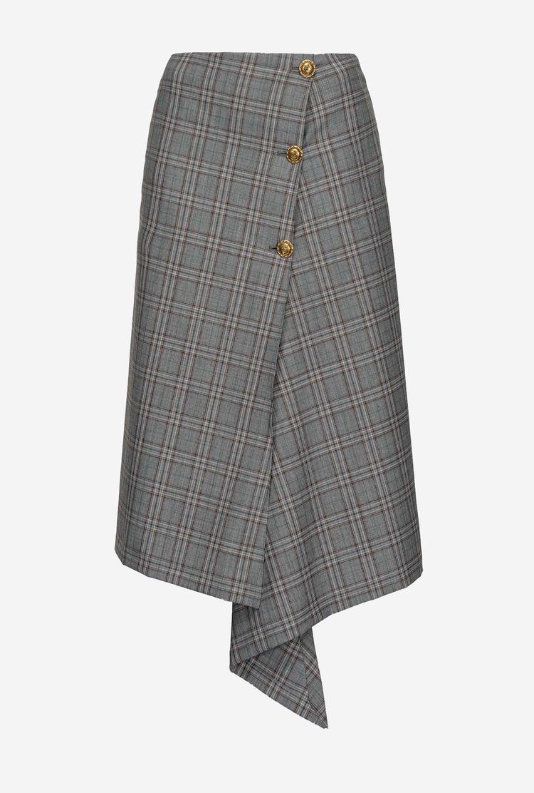 Dark Grey Women's Pinko Calf-length Check Skirts | Ireland-26174809