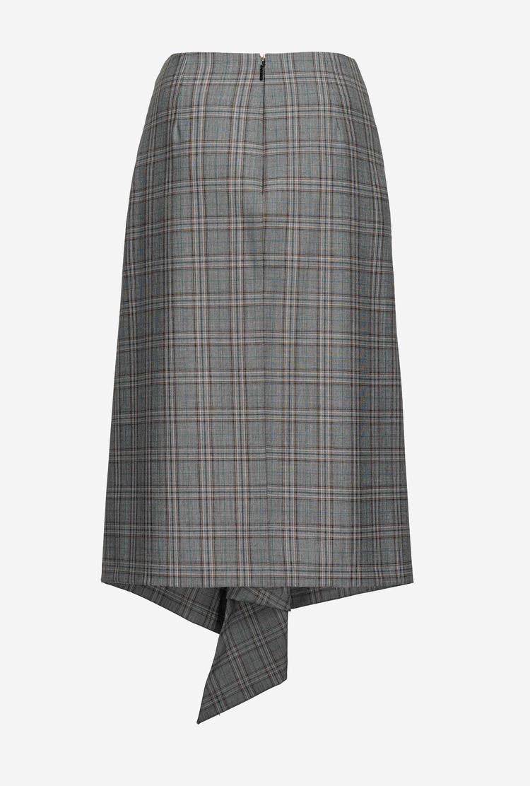 Dark Grey Women's Pinko Calf-length Check Skirts | Ireland-26174809