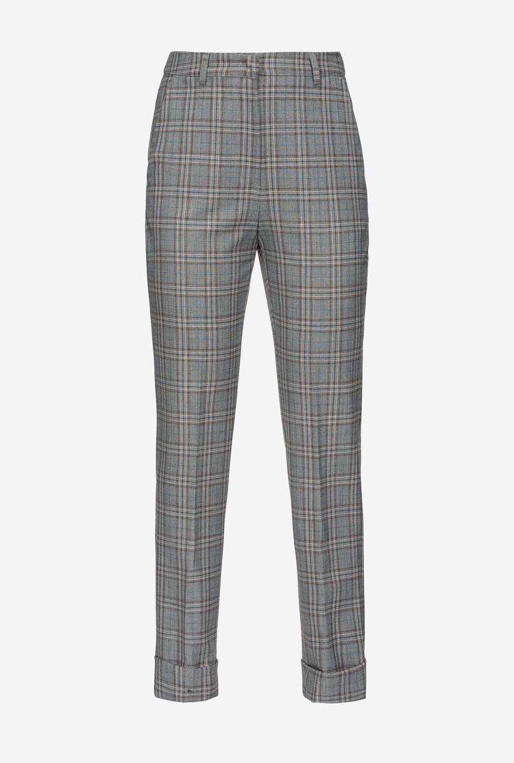 Dark Grey Women's Pinko Chequered Pants | Ireland-30248659