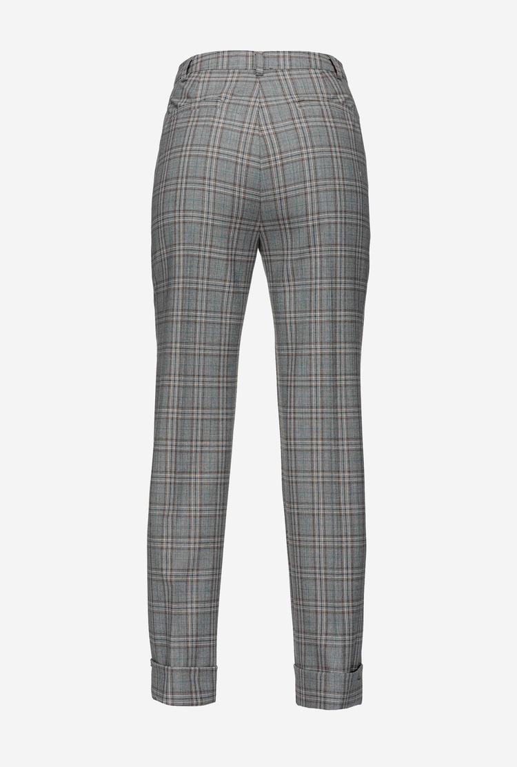 Dark Grey Women's Pinko Chequered Pants | Ireland-30248659