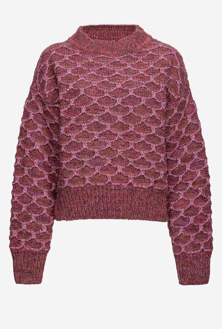 Fuchsia/Brown Women's Pinko Raised Diamond Effect Pullover | Ireland-59426879