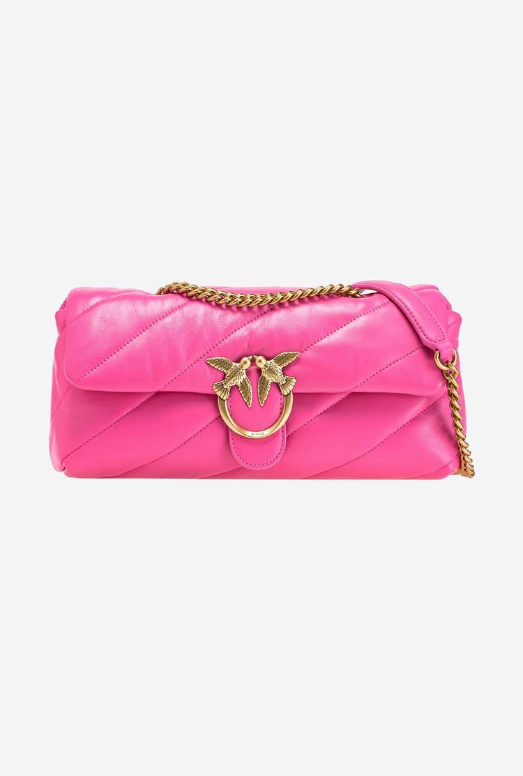 Fuchsia Gold Women\'s Pinko Classic Love Baguette Maxi Quilt Shoulder Bags | Ireland-04527969