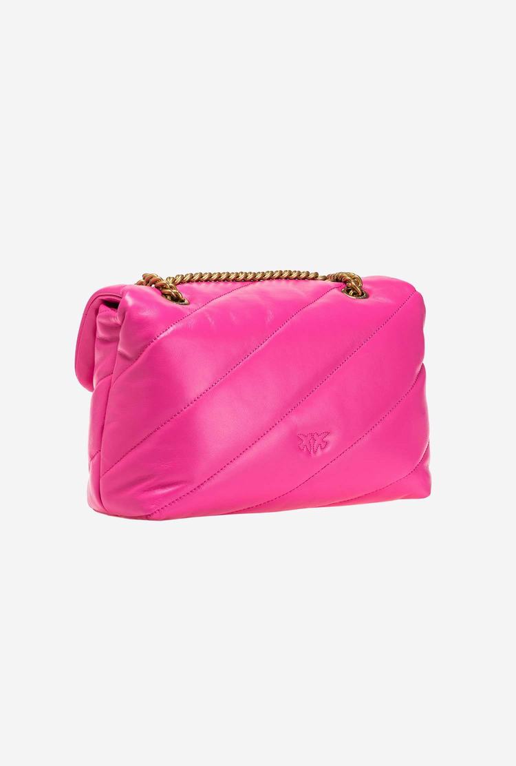 Fuchsia Gold Women's Pinko Classic Love Bag Puff Maxi Quilt Shoulder Bags | Ireland-10632489