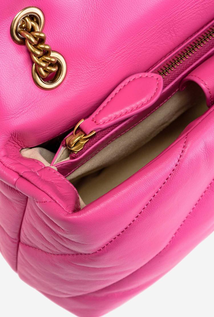 Fuchsia Gold Women's Pinko Classic Love Bag Puff Maxi Quilt Shoulder Bags | Ireland-10632489