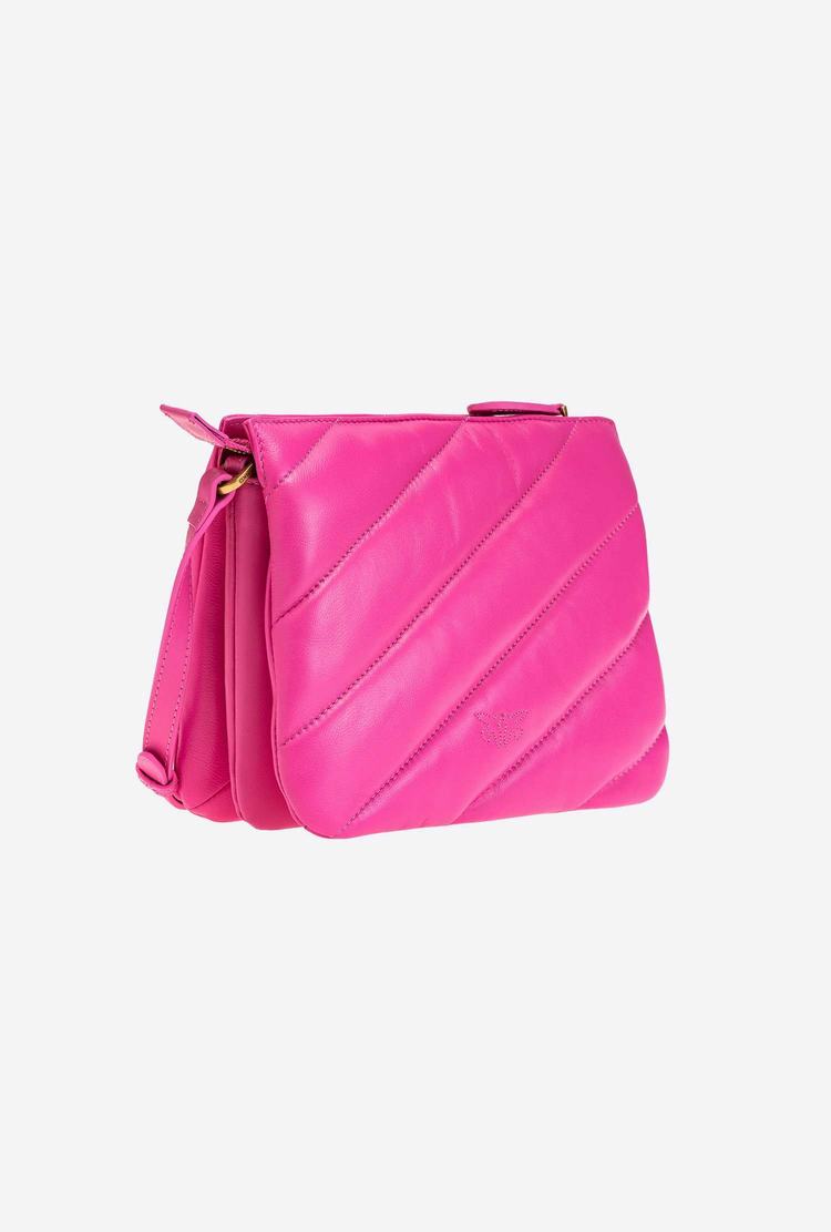 Fuchsia Gold Women's Pinko Classic Twins Bag Maxi Quilt Crossbody Bags | Ireland-02861979