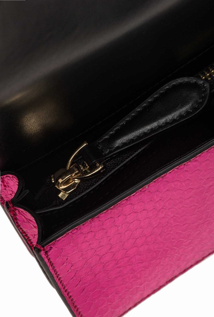 Fuchsia Gold Women's Pinko Galleria Laminated Reptile Mini Love Bag One Crossbody Bags | Ireland-75493269