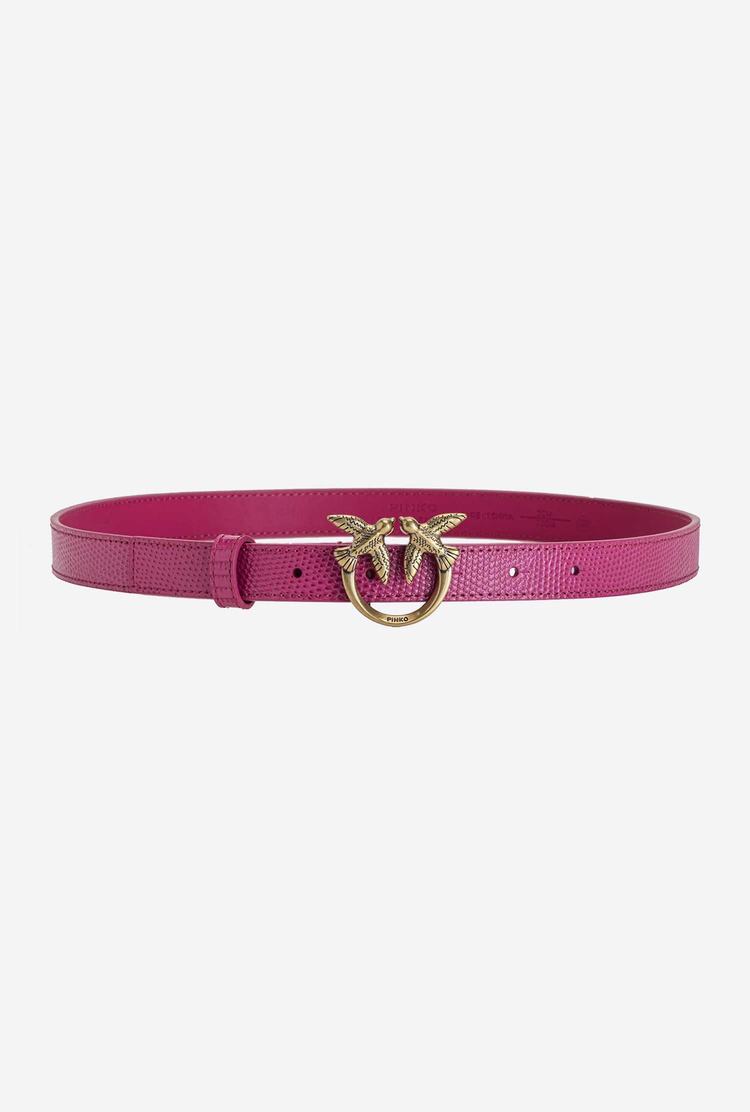 Fuchsia Gold Women\'s Pinko Lizard Print Belts | Ireland-08512949