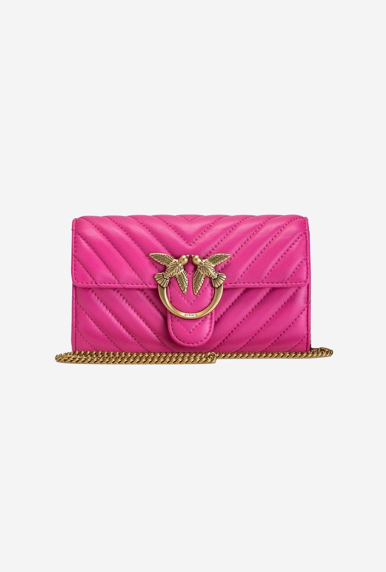 Fuchsia Gold Women\'s Pinko Love Bag Chevron Purses | Ireland-72361459