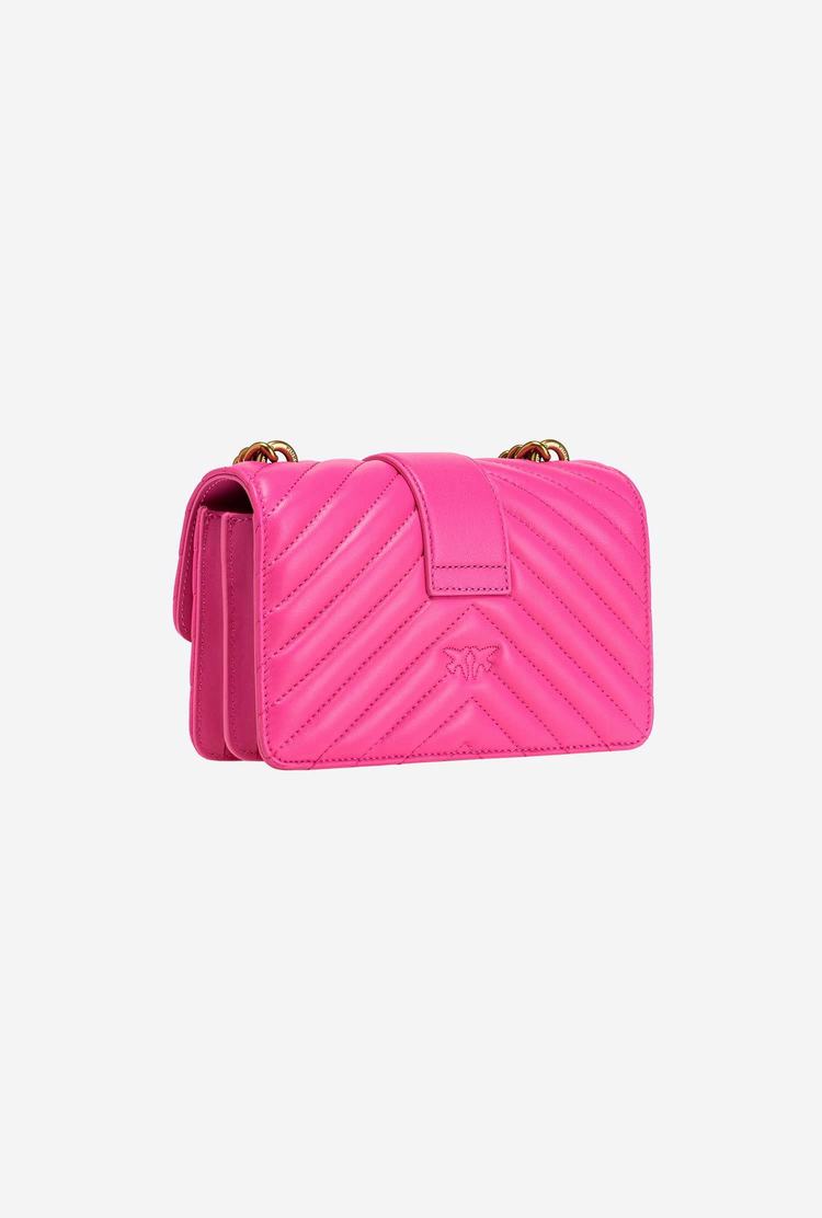 Fuchsia Gold Women's Pinko Mini Love Bag Icon Chevron Crossbody Bags | Ireland-02394719