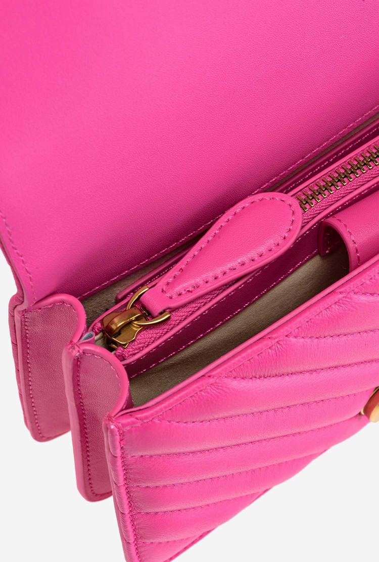 Fuchsia Gold Women's Pinko Mini Love Bag Icon Chevron Crossbody Bags | Ireland-02394719