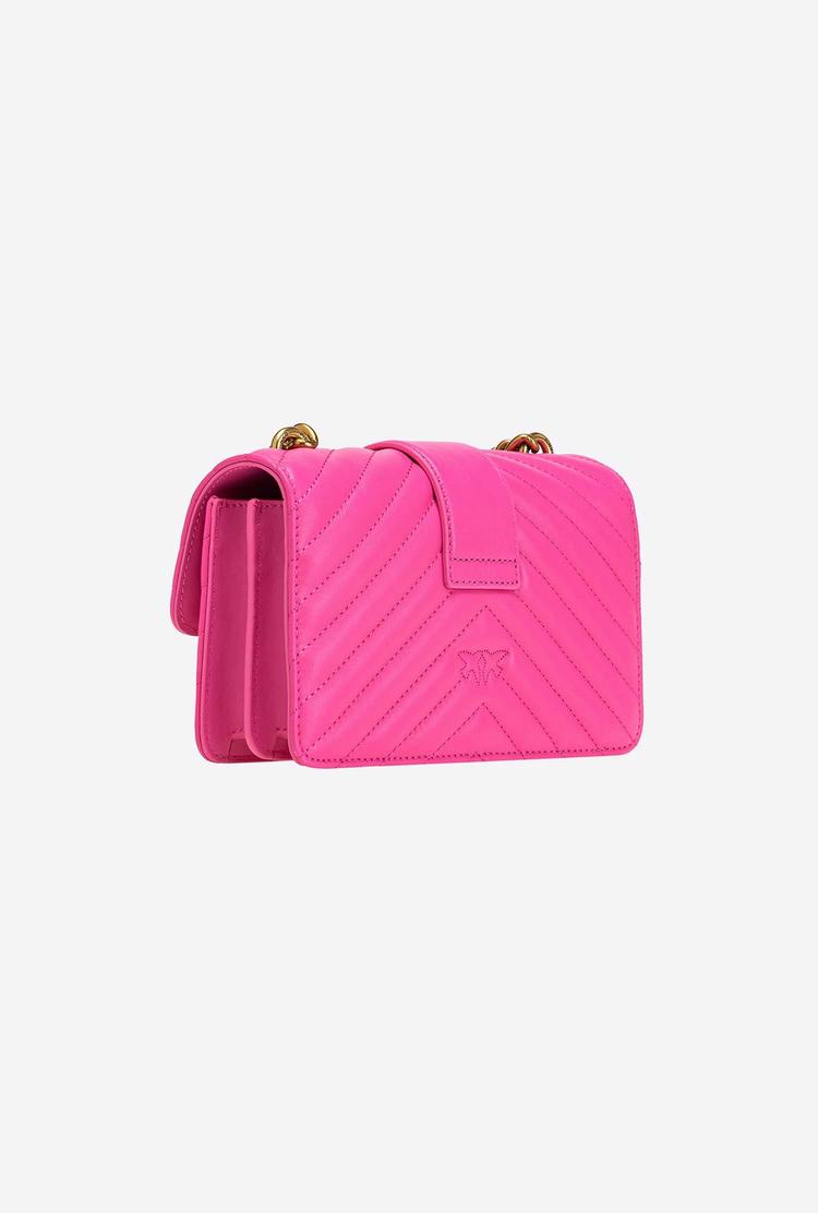 Fuchsia Gold Women's Pinko Mini Love Bag Icon Chevron Crossbody Bags | Ireland-02394719