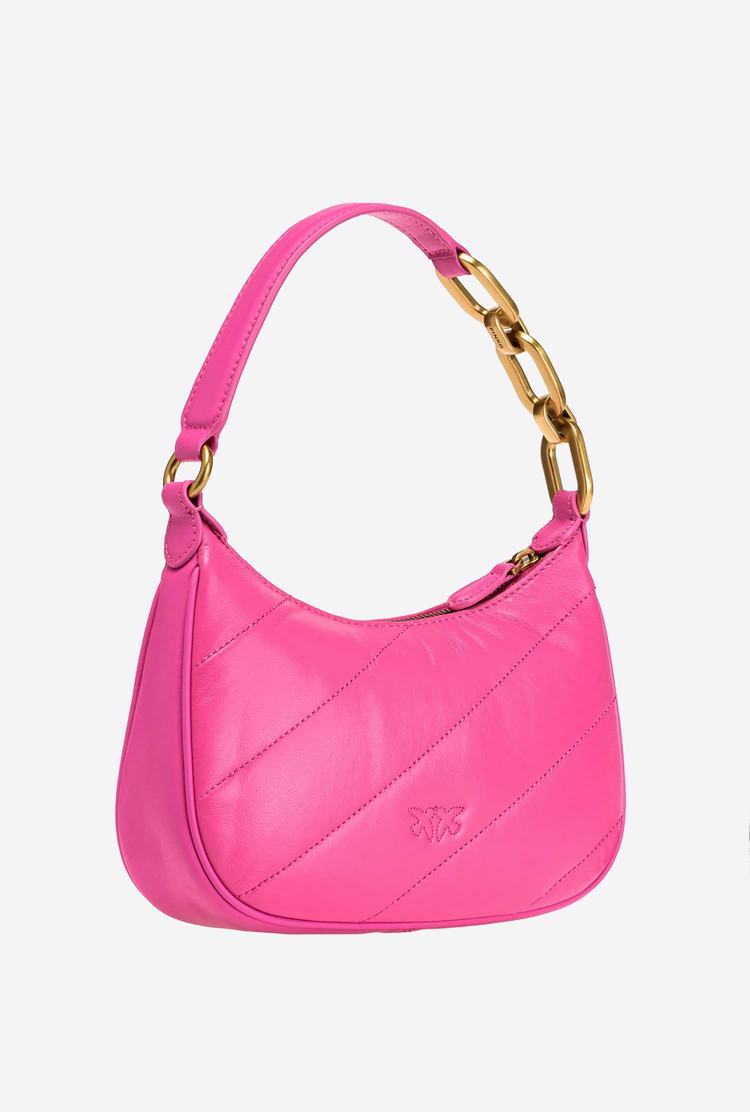 Fuchsia Gold Women's Pinko Mini Love Bag Half Moon Maxi Quilt Shoulder Bags | Ireland-21085469