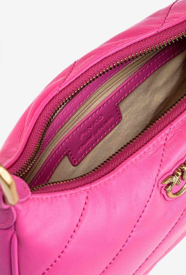 Fuchsia Gold Women's Pinko Mini Love Bag Half Moon Maxi Quilt Shoulder Bags | Ireland-21085469