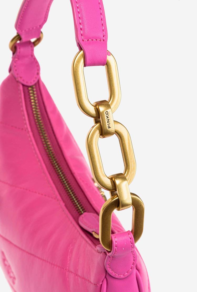 Fuchsia Gold Women's Pinko Mini Love Bag Half Moon Maxi Quilt Shoulder Bags | Ireland-21085469