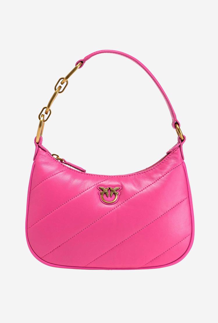 Fuchsia Gold Women\'s Pinko Mini Love Bag Half Moon Maxi Quilt Shoulder Bags | Ireland-21085469