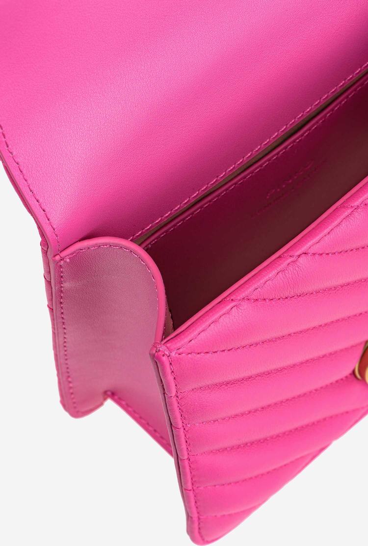 Fuchsia Gold Women's Pinko Mini Love Bag Handle Chevron Handbag | Ireland-23641789