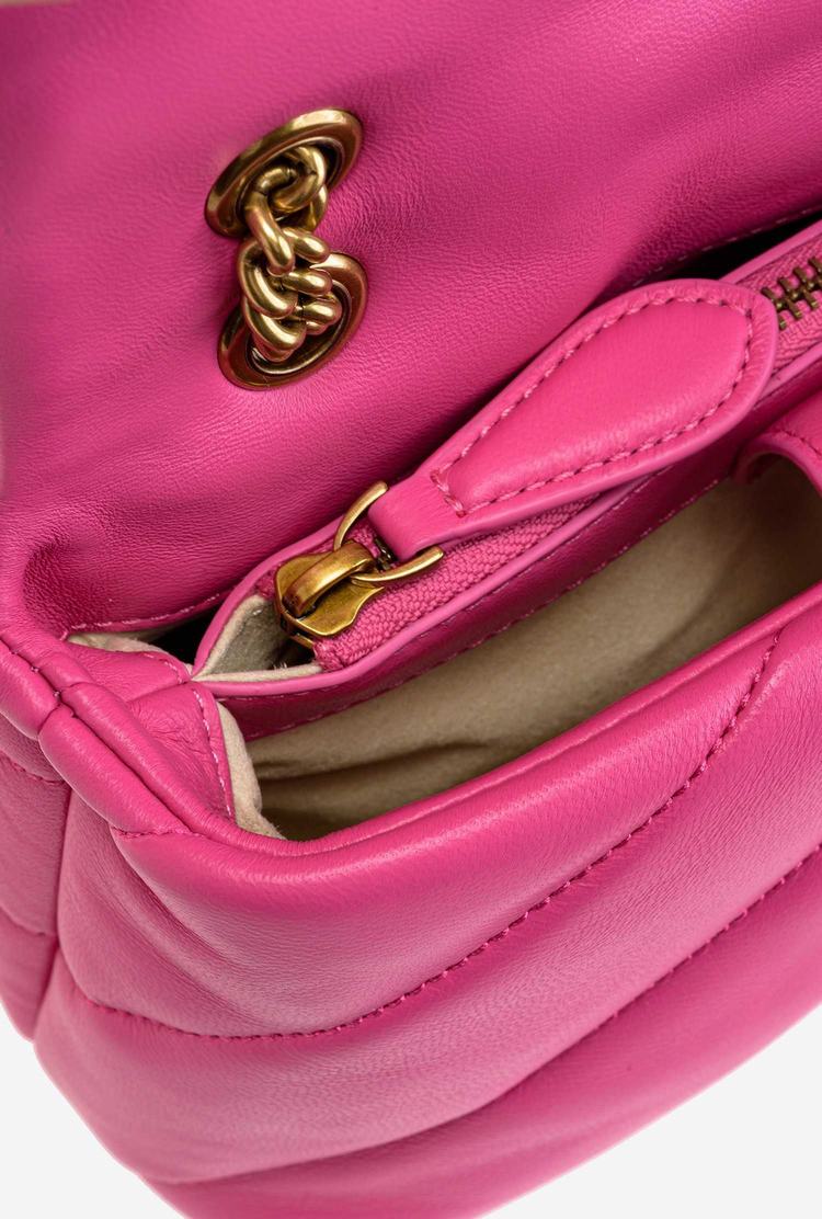 Fuchsia Gold Women's Pinko Mini Love Bag Puff Maxi Quilt Shoulder Bags | Ireland-27138599