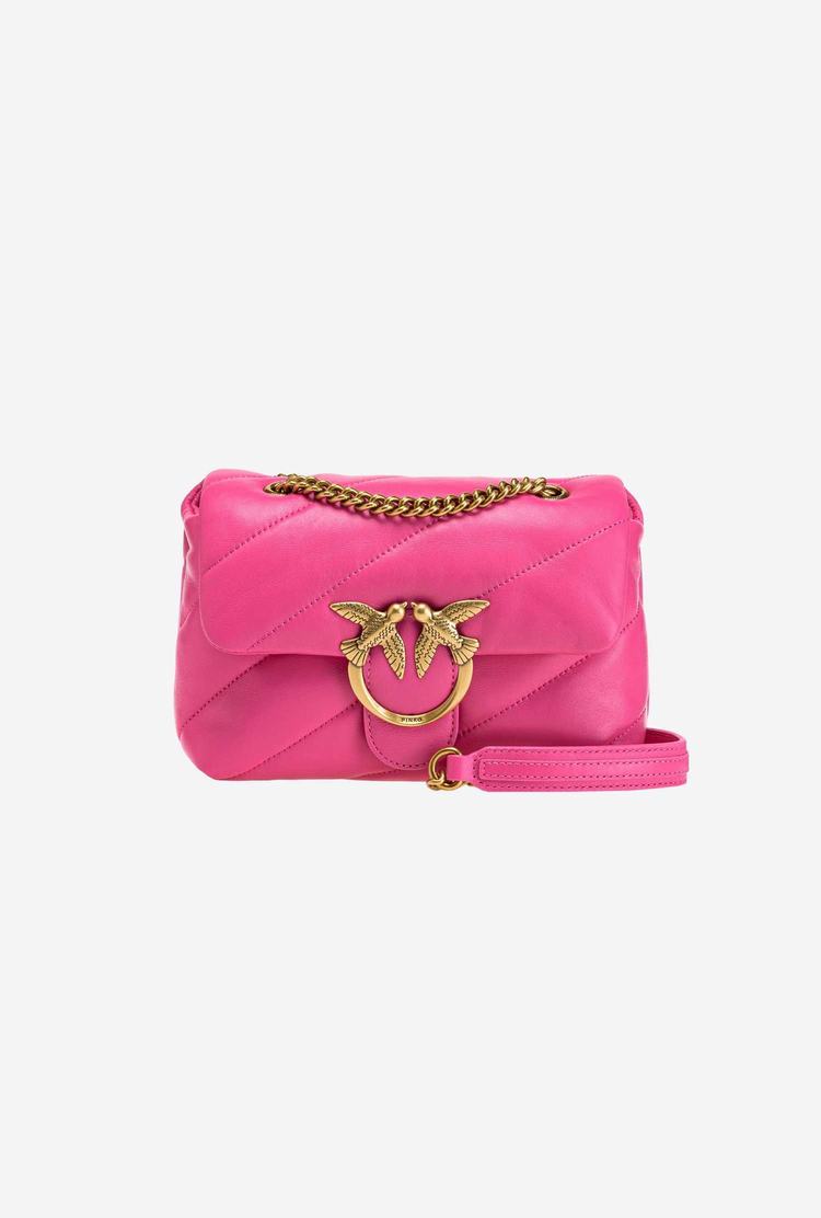 Fuchsia Gold Women\'s Pinko Mini Love Bag Puff Maxi Quilt Shoulder Bags | Ireland-27138599