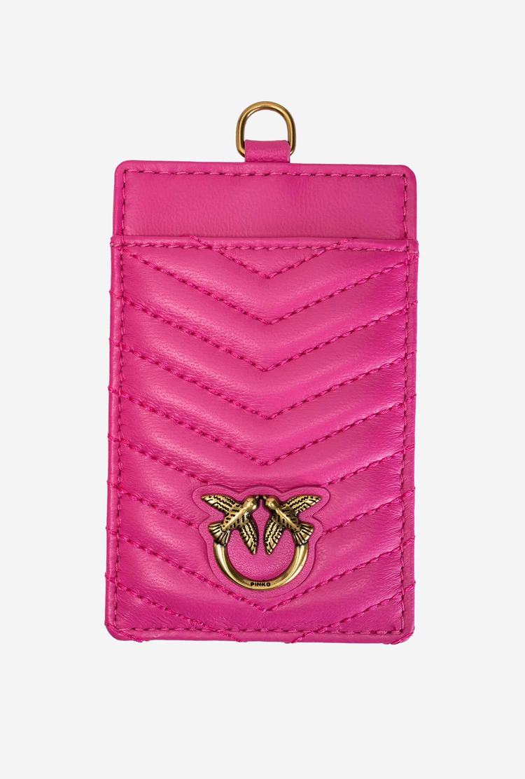 Fuchsia Gold Women's Pinko Necklace Mini Love Bag Chevron Purses | Ireland-82610359