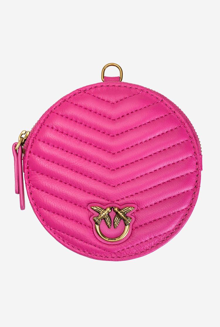 Fuchsia Gold Women's Pinko Necklace Mini Love Bag Chevron Purses | Ireland-82610359