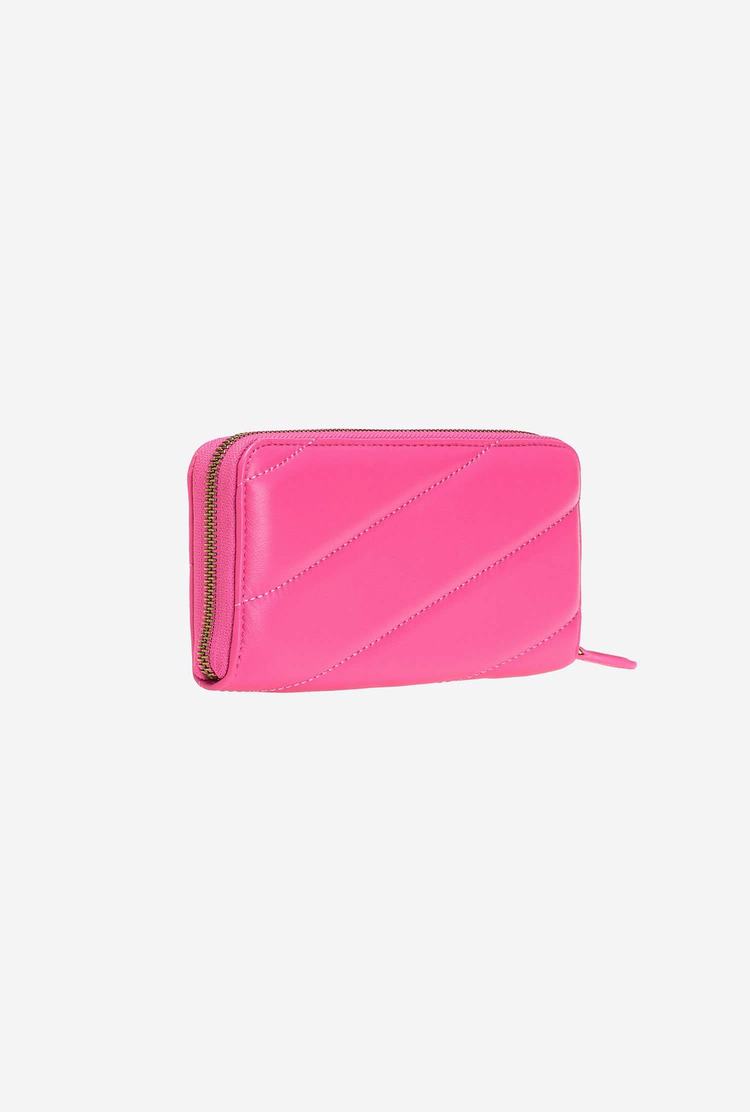 Fuchsia Gold Women's Pinko Zip-around Quilted Wallets | Ireland-70594869