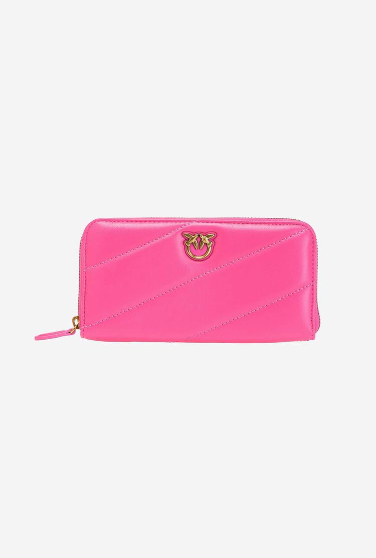 Fuchsia Gold Women\'s Pinko Zip-around Quilted Wallets | Ireland-70594869