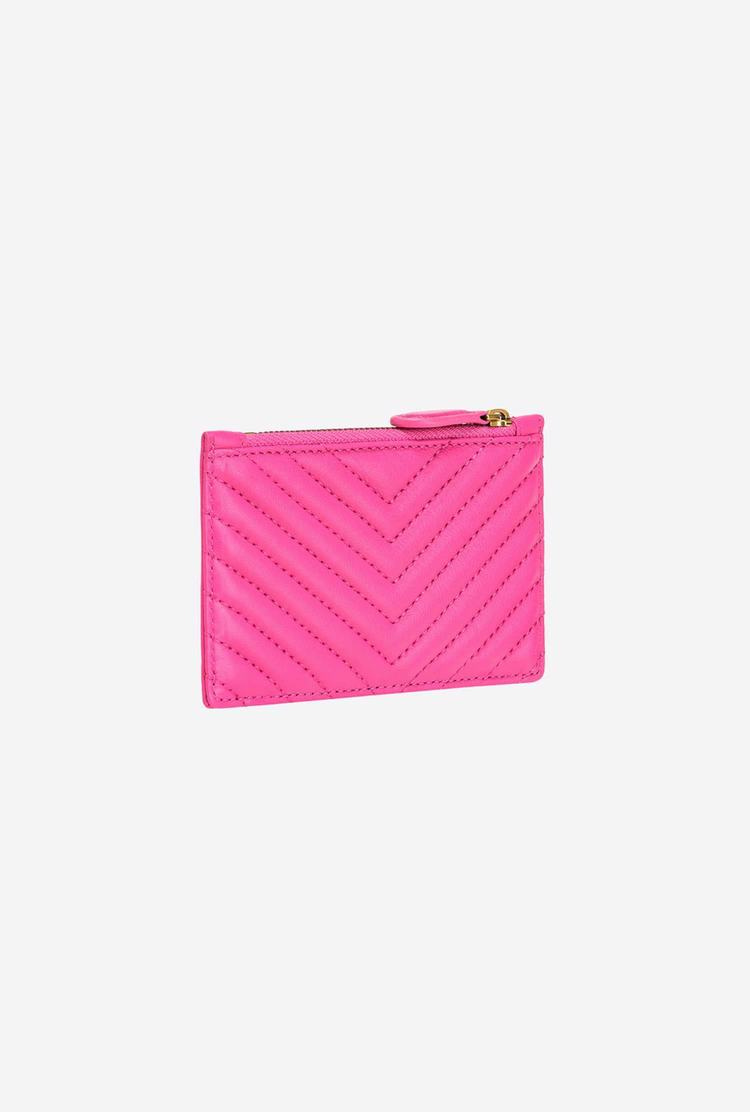 Fuchsia Gold Women's Pinko Zipped Card Holder Purses | Ireland-36802959