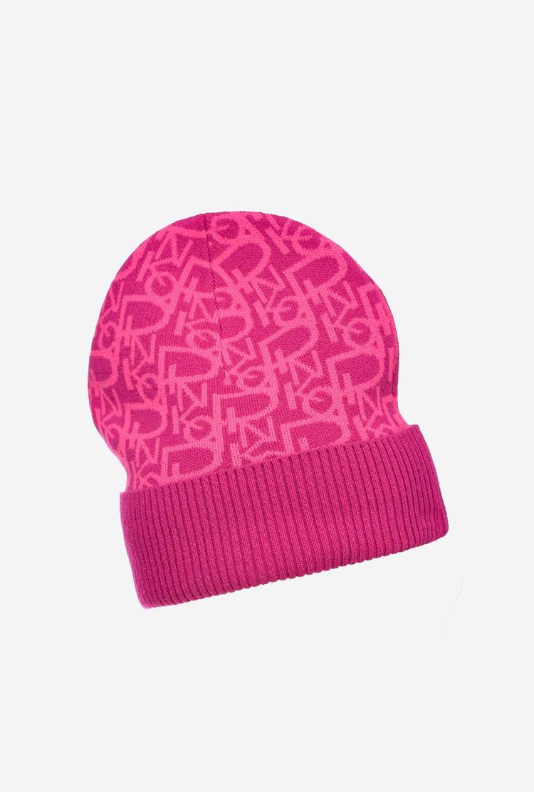 Fuchsia/Pink Women's Pinko Monogram Beanie | Ireland-91657429