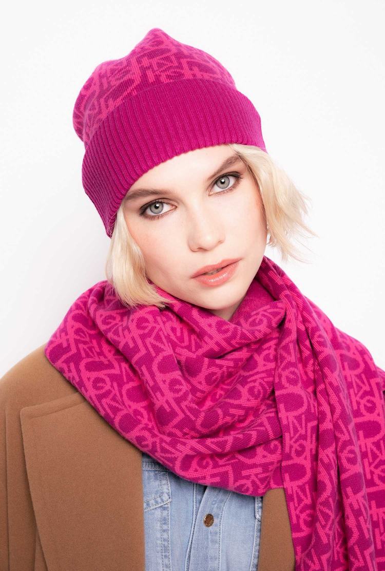 Fuchsia/Pink Women's Pinko Monogram Beanie | Ireland-91657429