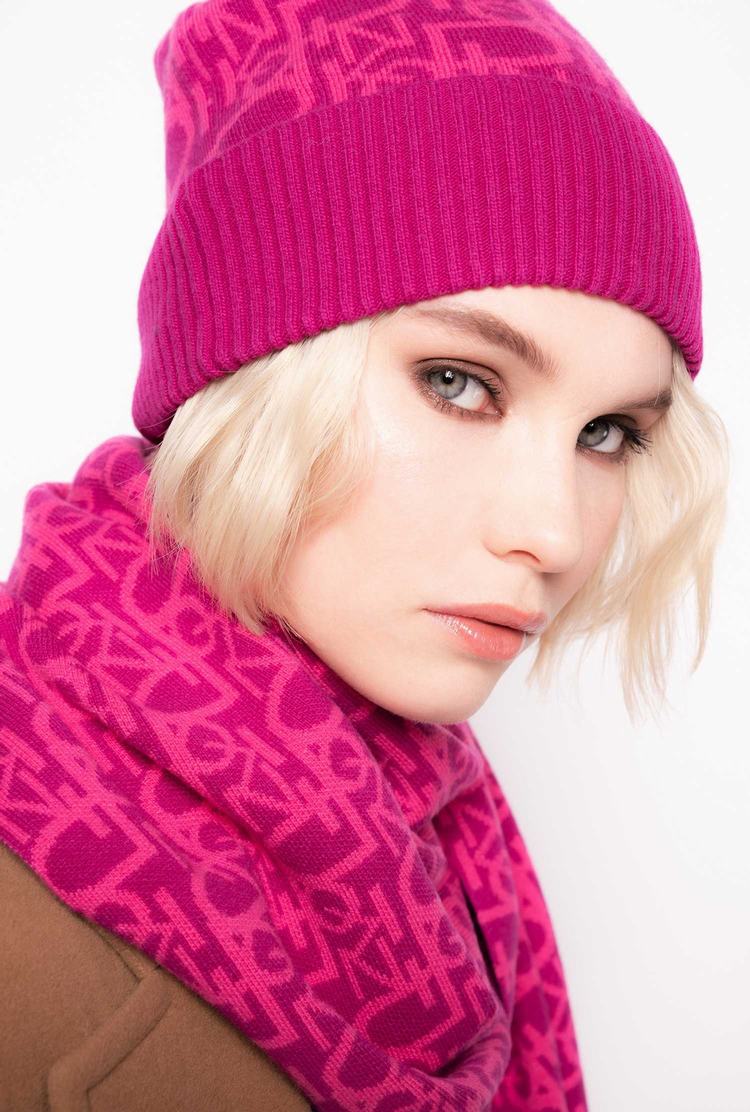 Fuchsia/Pink Women's Pinko Monogram Beanie | Ireland-91657429