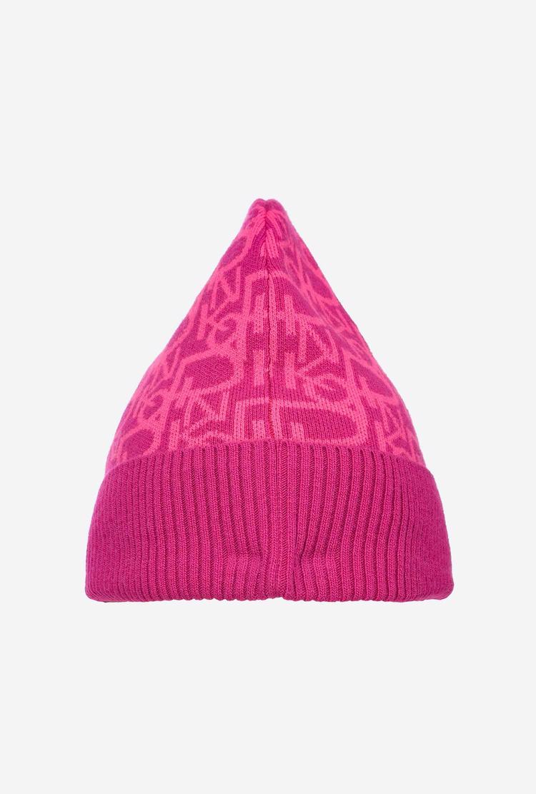 Fuchsia/Pink Women\'s Pinko Monogram Beanie | Ireland-91657429