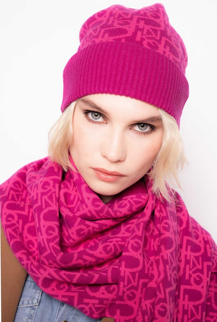 Fuchsia/Pink Women's Pinko Monogram Scarves | Ireland-32760819