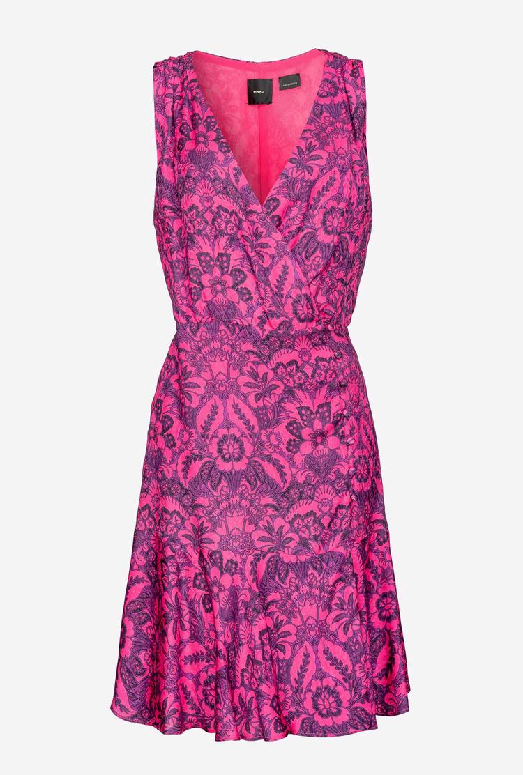 Fuchsia/Purple Women's Pinko Floral Jacquard Mini Dress | Ireland-63021859