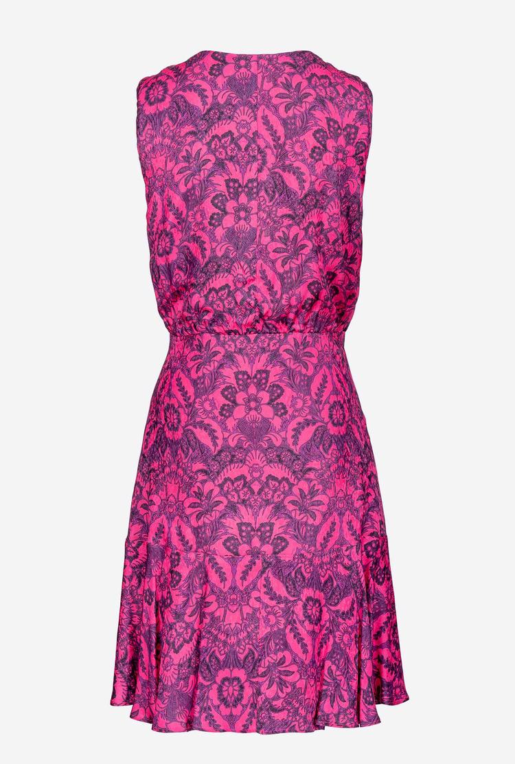 Fuchsia/Purple Women's Pinko Floral Jacquard Mini Dress | Ireland-63021859