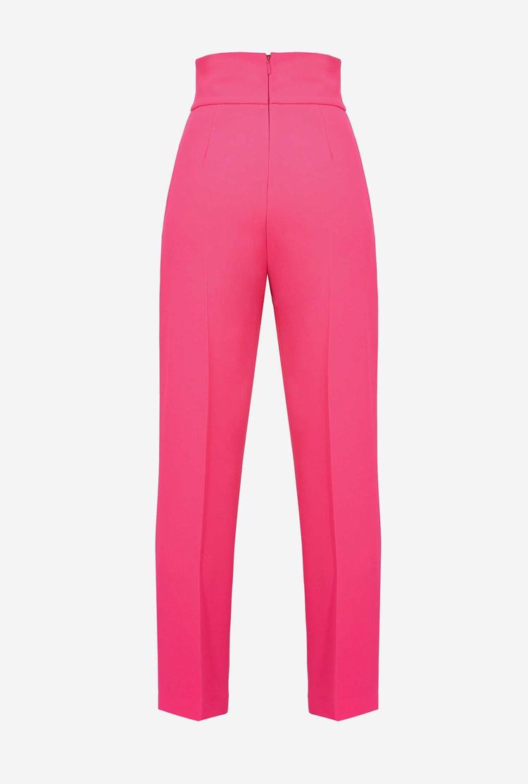 Fuchsia Purple Women's Pinko High-waisted Stretch Crêpe Pants | Ireland-17945029