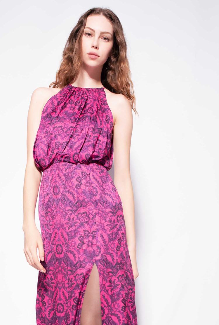 Fuchsia/Purple Women's Pinko Long Floral Dress | Ireland-63409259