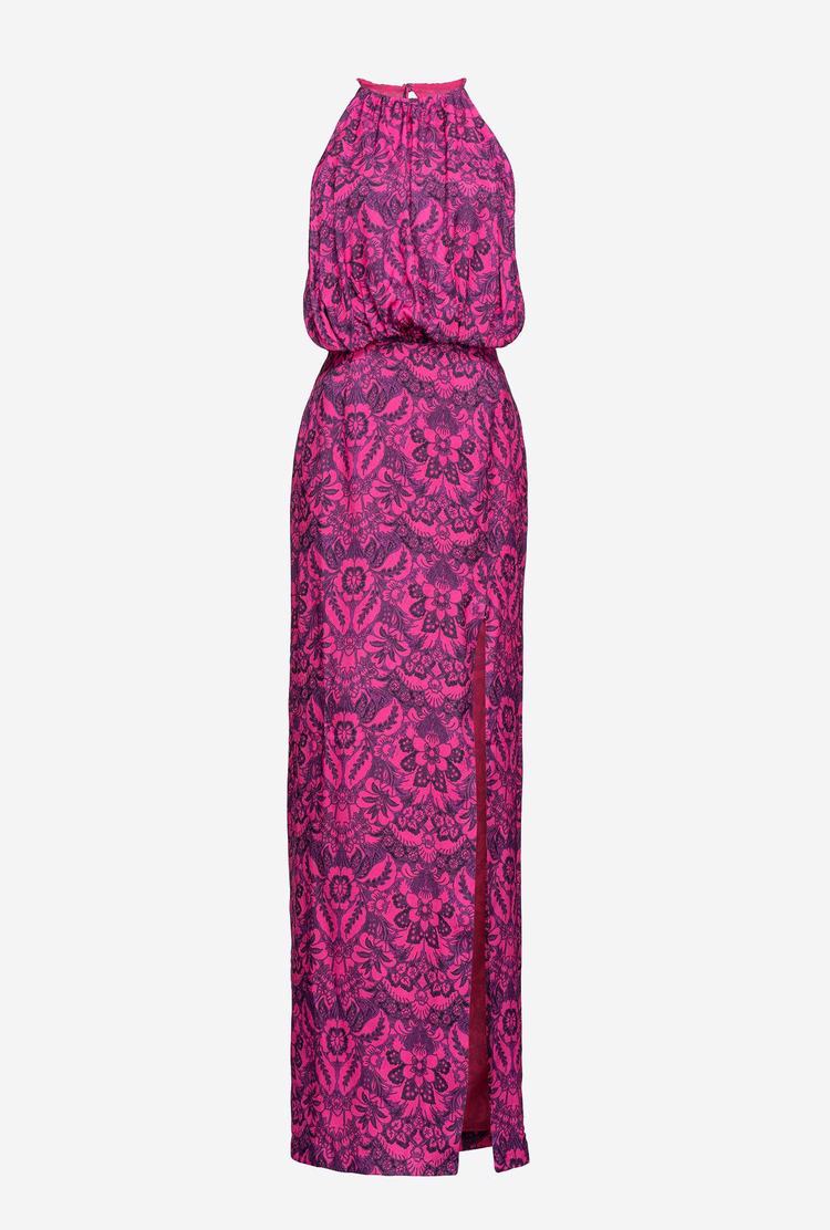 Fuchsia/Purple Women's Pinko Long Floral Dress | Ireland-63409259