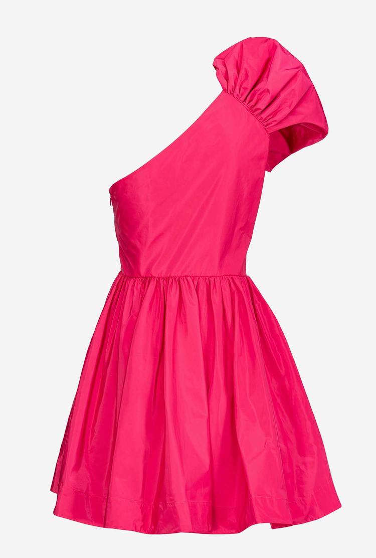 Fuchsia Purple Women's Pinko One-shoulder Taffeta Mini Dress | Ireland-54381729