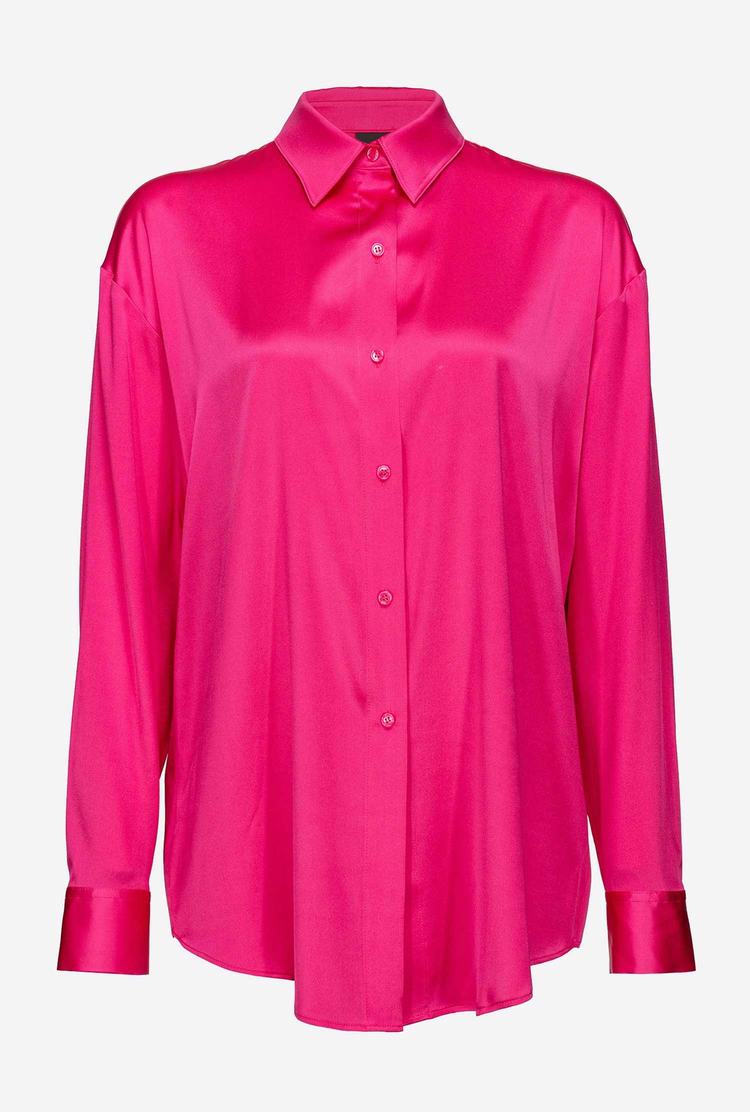 Fuchsia Purple Women's Pinko Silk Satin Shirts | Ireland-70381469